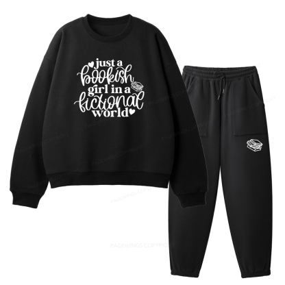 Pagewings Just A Bookish Girl In A Fictional World Unisex Fleece Sweatshirt Set 