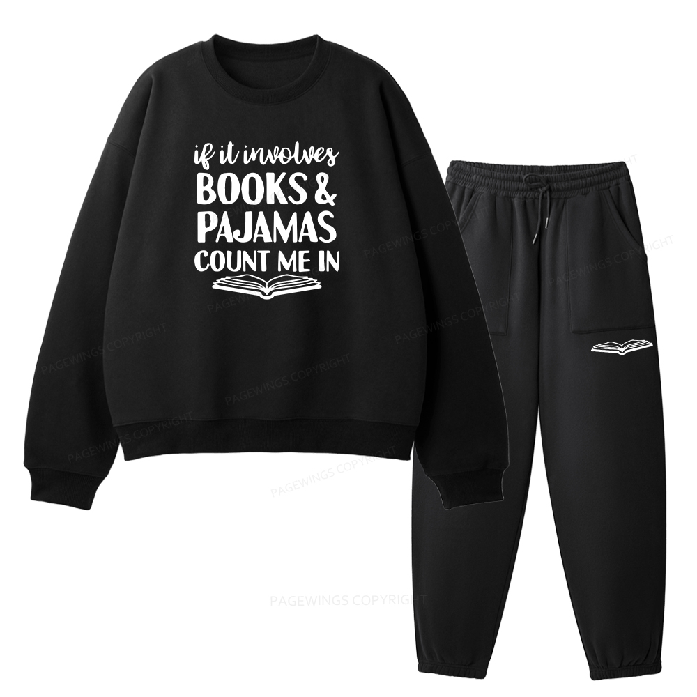 Pagewings Books And Pajamas Unisex Fleece Sweatshirt Set 