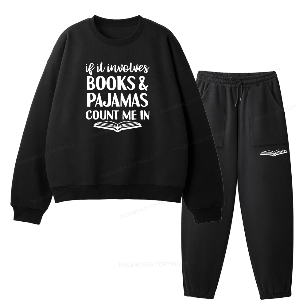 Pagewings Books And Pajamas Unisex Fleece Sweatshirt Set 