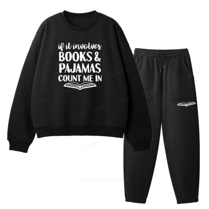 Pagewings Books And Pajamas Unisex Fleece Sweatshirt Set 