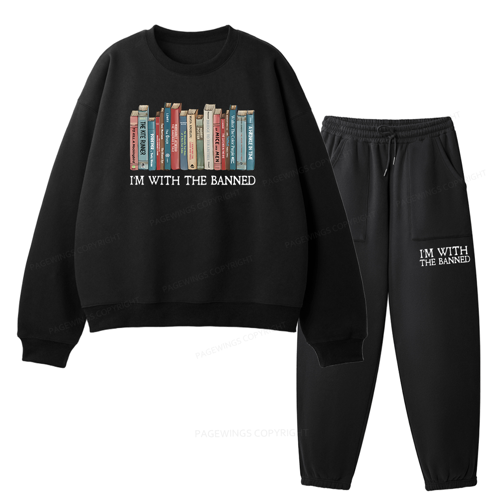 Pagewings I'm With The Banned Unisex Fleece Sweatshirt Set 