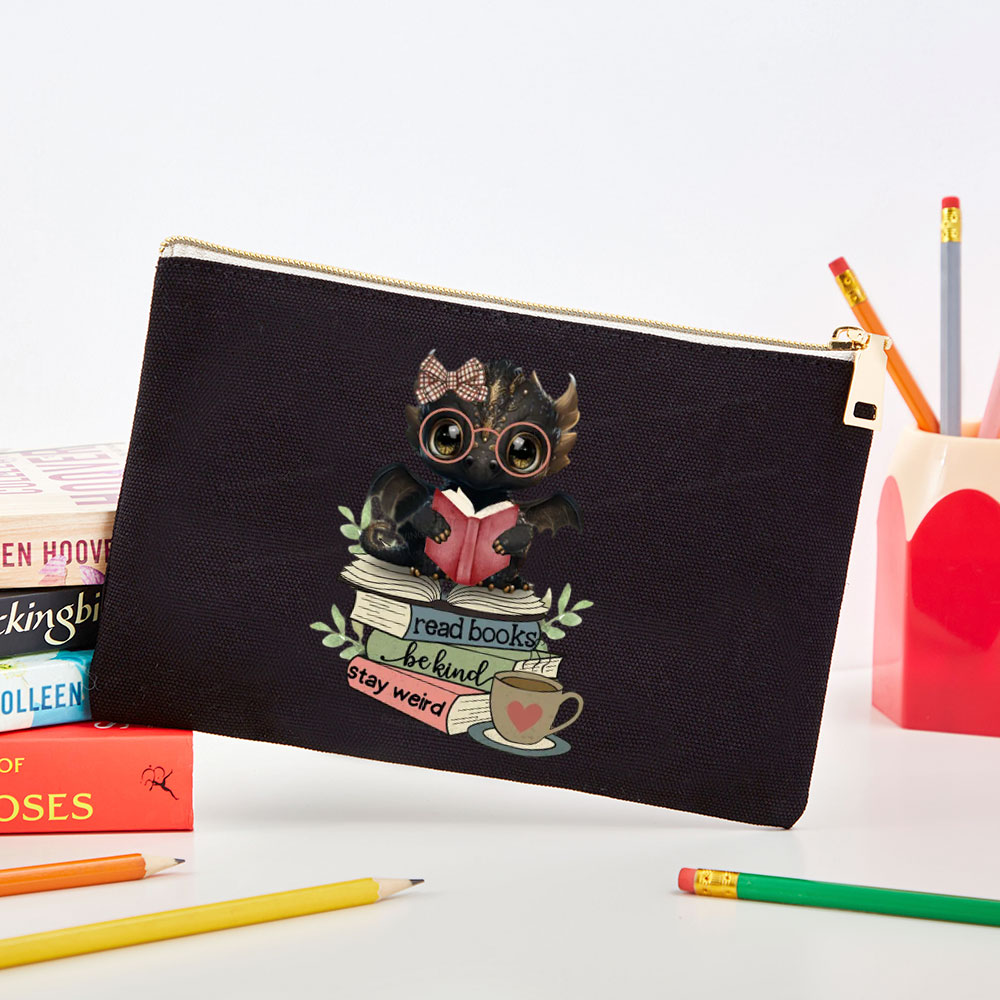 Pagewings Cute Dragon Read Books Be Kind Stay Weird Pouch