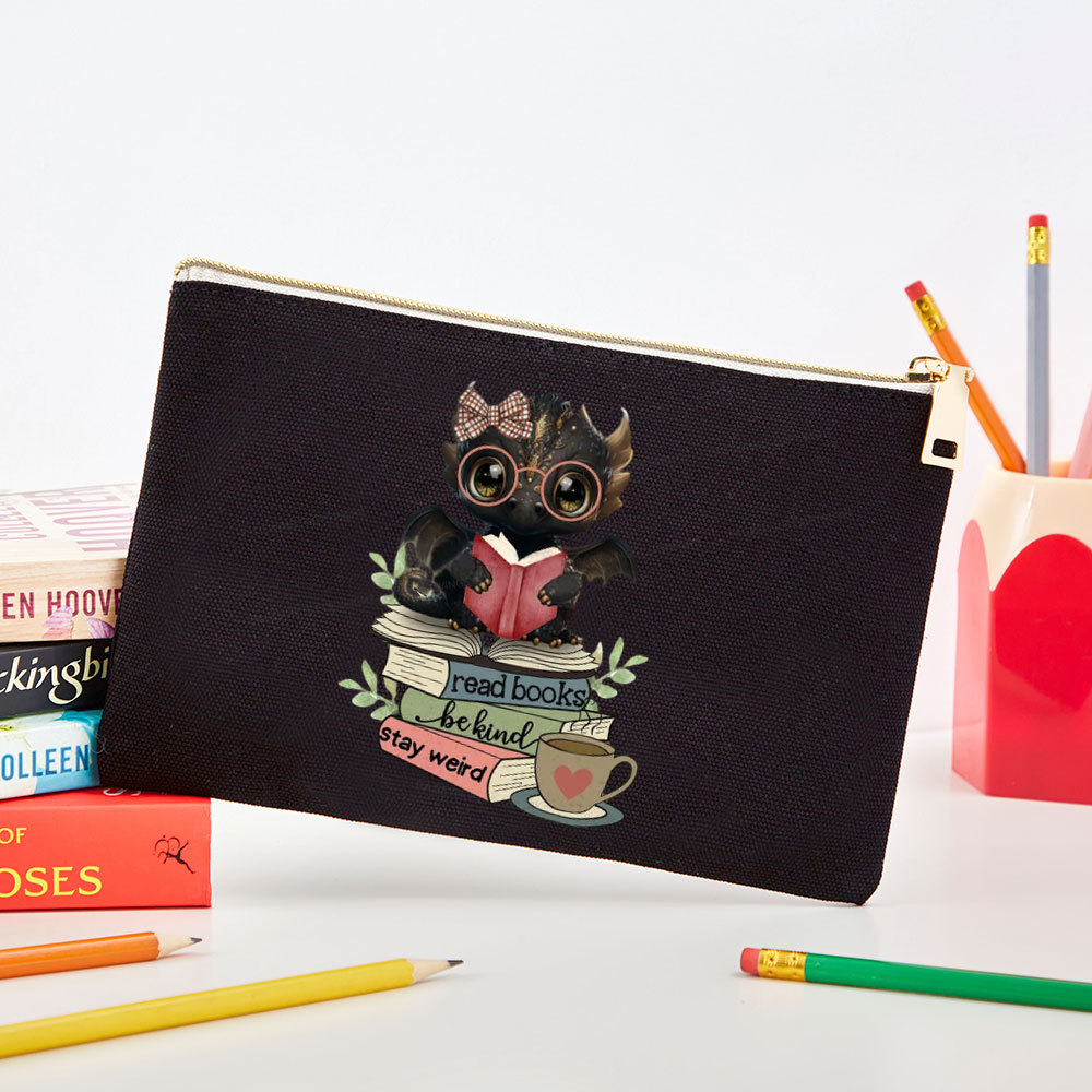 Pagewings Cute Dragon Read Books Be Kind Stay Weird Pouch