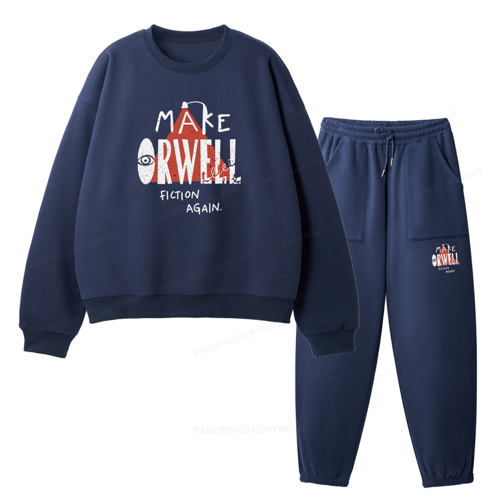 Pagewings Make Orwell Fiction Again Unisex Fleece Sweatshirt Set 
