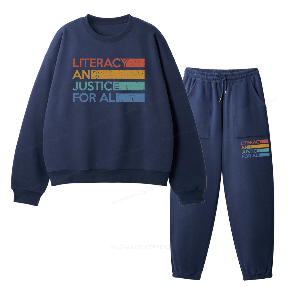 Pagewings Literacy and Justice For All Unisex Fleece Sweatshirt Set 