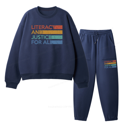 Pagewings Literacy and Justice For All Unisex Fleece Sweatshirt Set 