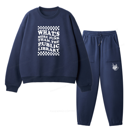 Pagewings Punk The Public Library Unisex Fleece Sweatshirt Set 