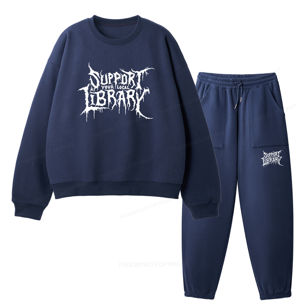 Pagewings Support Your Local Library Unisex Fleece Sweatshirt Set 