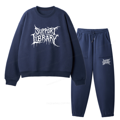 Pagewings Support Your Local Library Unisex Fleece Sweatshirt Set 