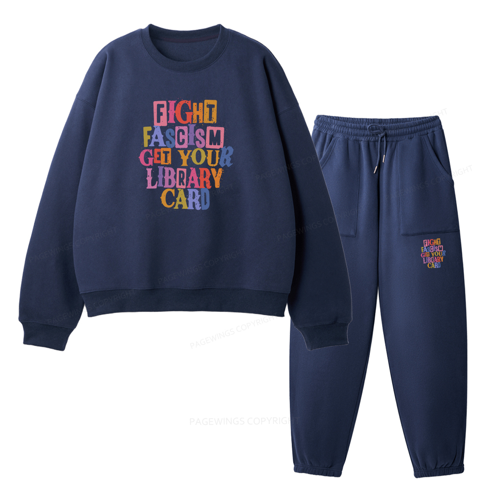 Pagewings Get Your Library Card Unisex Fleece Sweatshirt Set 