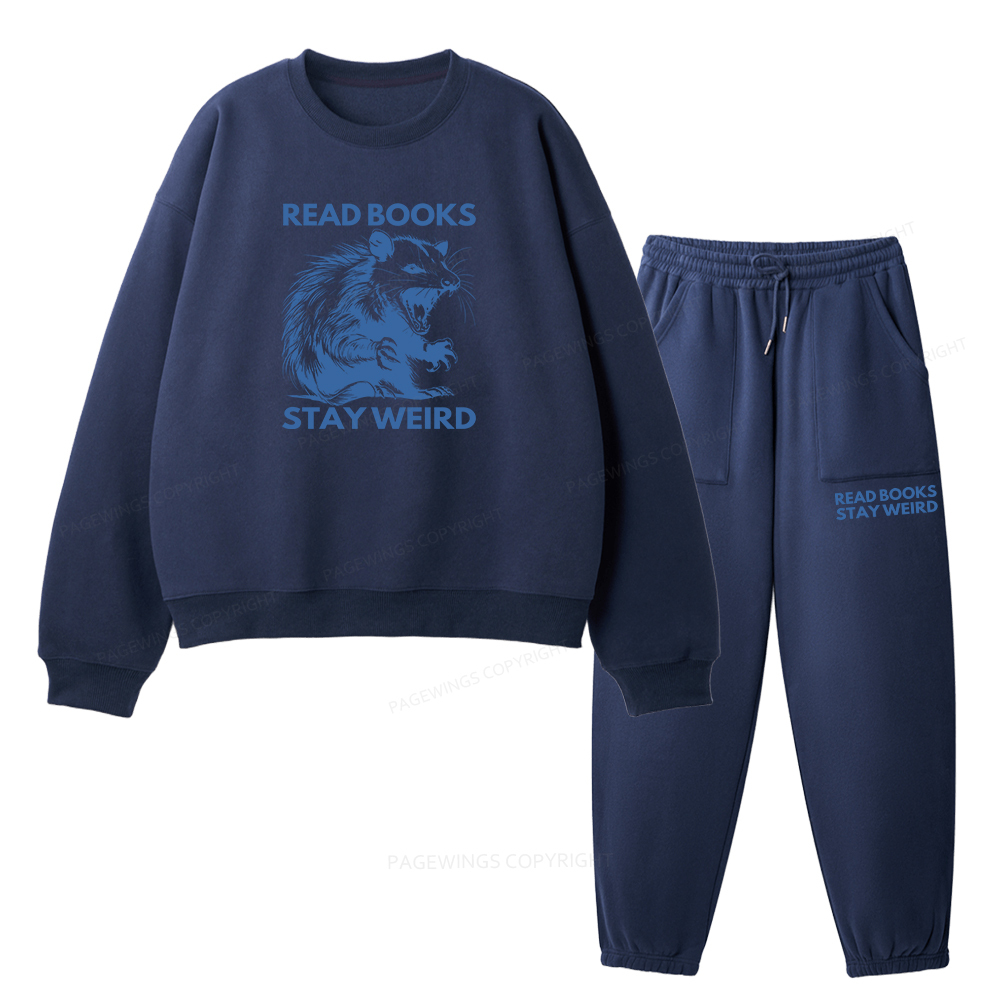 Pagewings Read Books Stay Weird Unisex Fleece Sweatshirt Set 