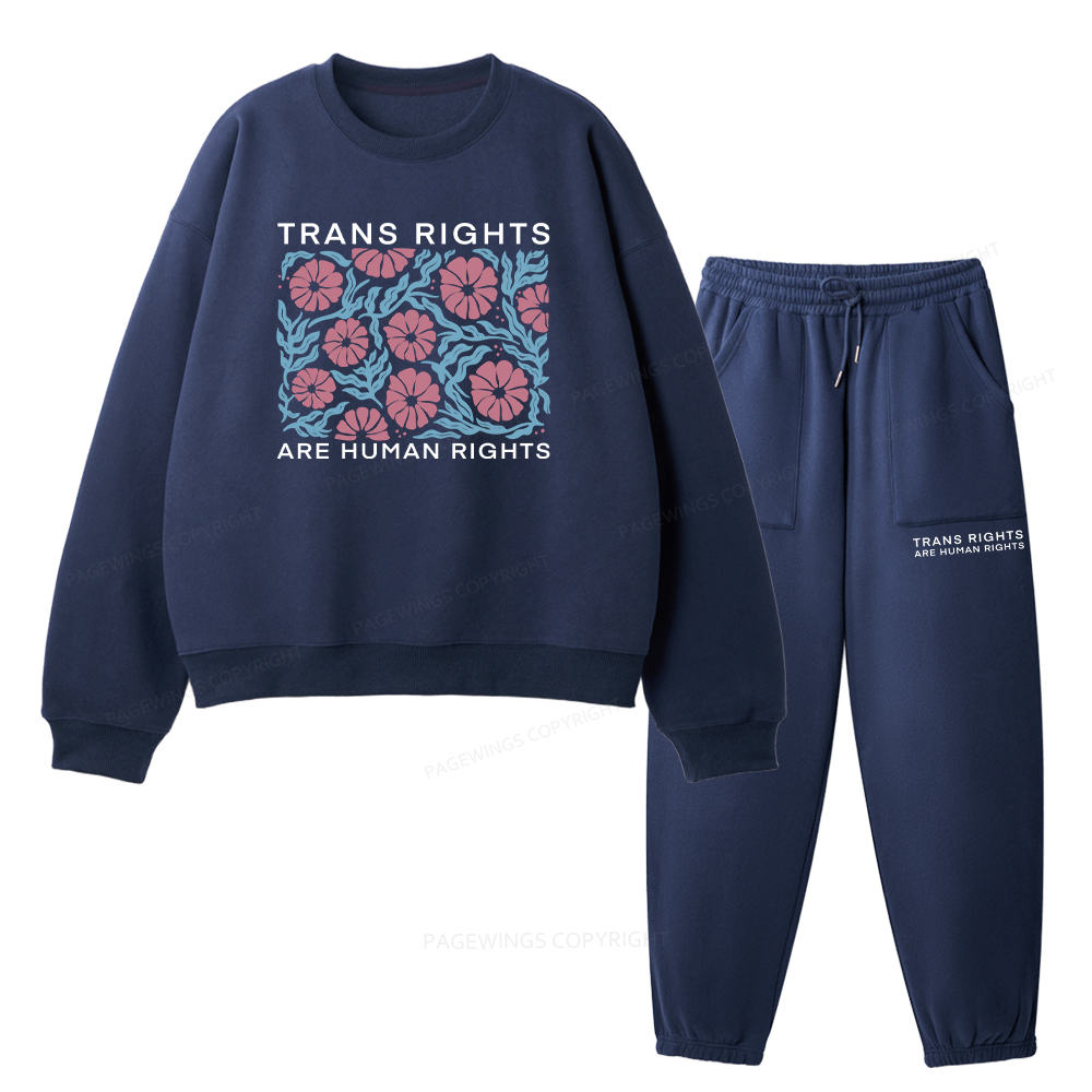Pagewings Trans Rights Are Human Rights Unisex Fleece Sweatshirt Set 