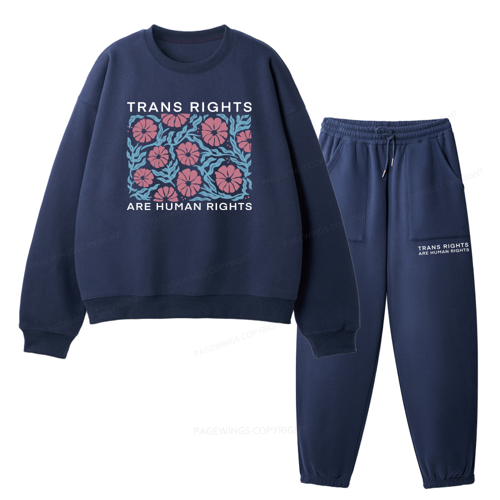 Pagewings Trans Rights Are Human Rights Unisex Fleece Sweatshirt Set 