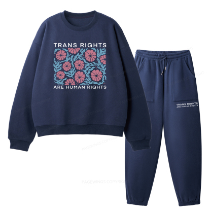 Pagewings Trans Rights Are Human Rights Unisex Fleece Sweatshirt Set 