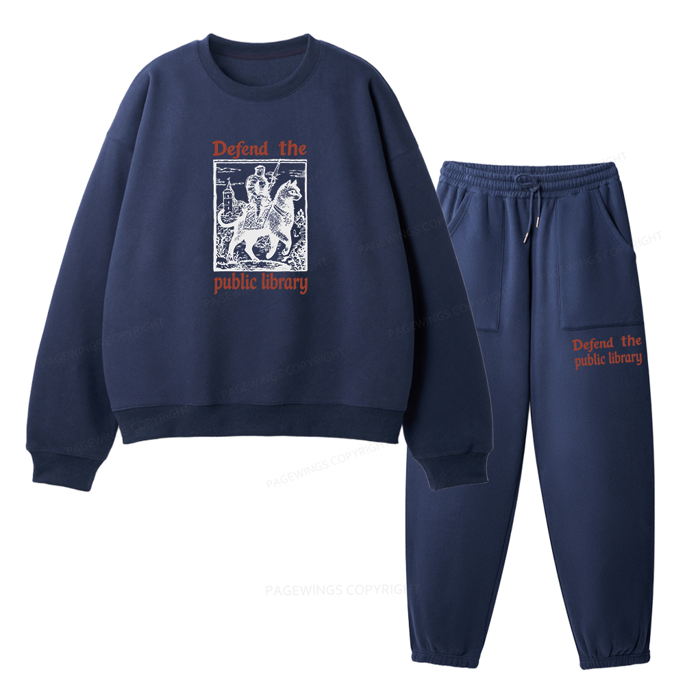 Pagewings Defend the Public Library Unisex Fleece Sweatshirt Set 