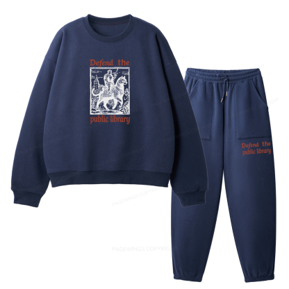 Pagewings Defend the Public Library Unisex Fleece Sweatshirt Set 