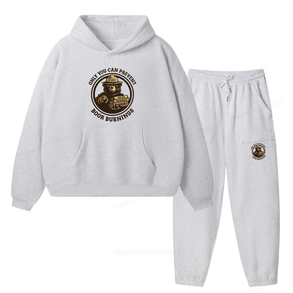 Pagewings Only You Can Prevent Book Burnings Unisex Fleece Hoodie Set