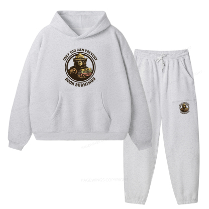 Pagewings Only You Can Prevent Book Burnings Unisex Fleece Hoodie Set