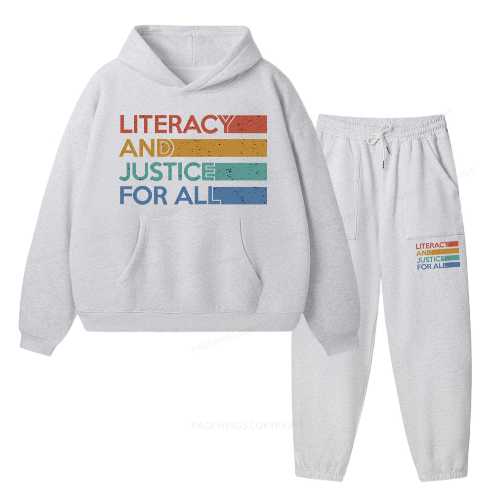 Pagewings Literacy and Justice For All Unisex Fleece Hoodie Set