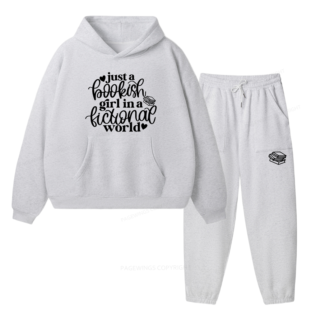 Pagewings Just A Bookish Girl In A Fictional World Unisex Fleece Hoodie Set