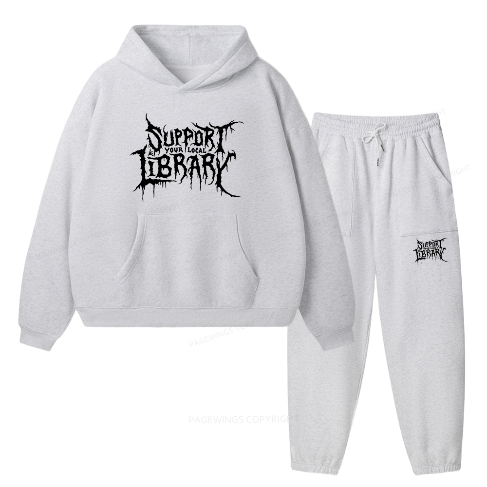 Pagewings Support Your Local Library Unisex Fleece Hoodie Set