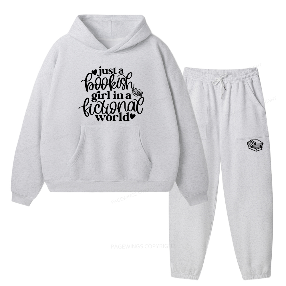 Pagewings Just A Bookish Girl In A Fictional World Unisex Fleece Hoodie Set