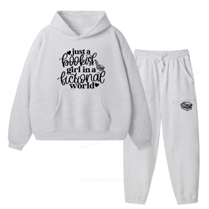 Pagewings Just A Bookish Girl In A Fictional World Unisex Fleece Hoodie Set