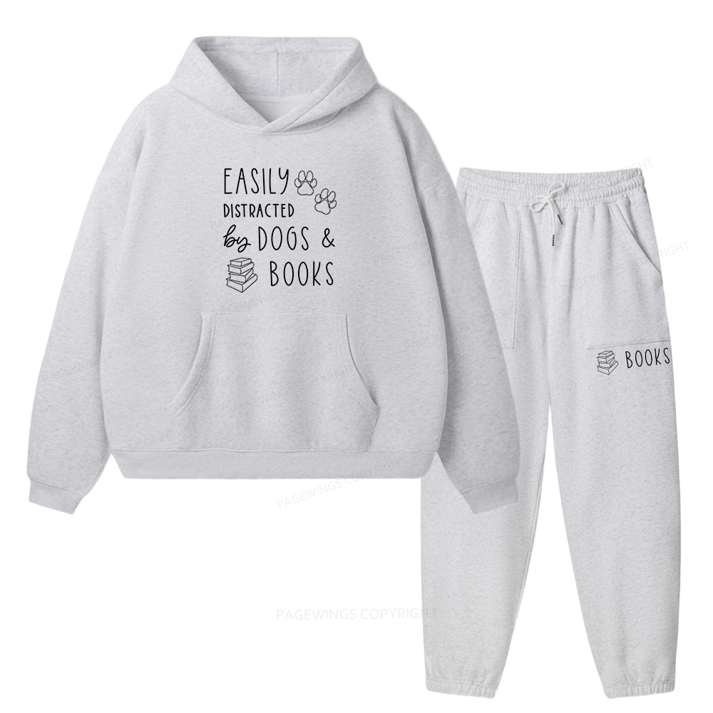 Pagewings Dogs And Books Unisex Fleece Hoodie Set