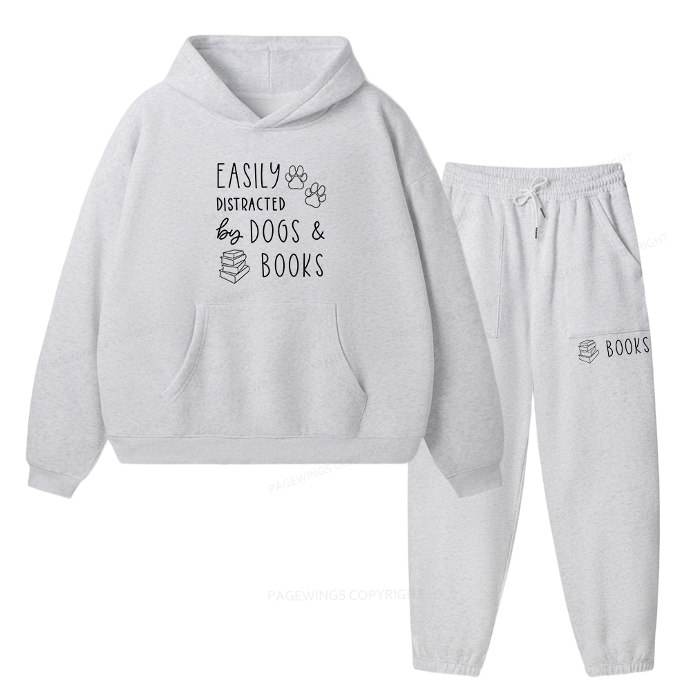 Pagewings Dogs And Books Unisex Fleece Hoodie Set