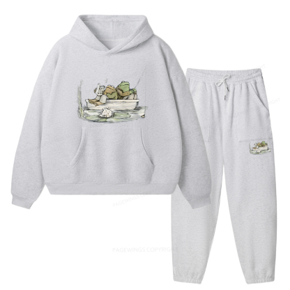 Pagewings Frog Reading Unisex Fleece Hoodie Set