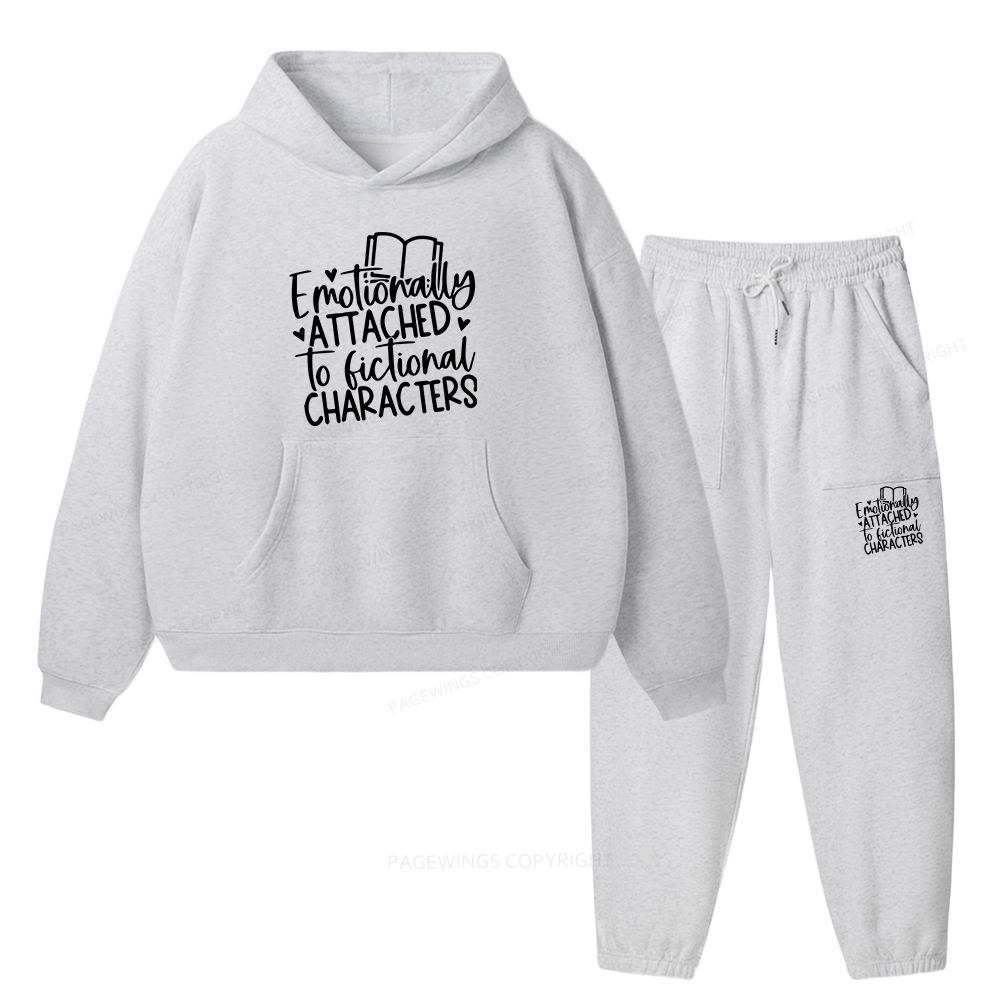 Pagewings Emotionally Attached To Fictional Characters Unisex Fleece Hoodie Set