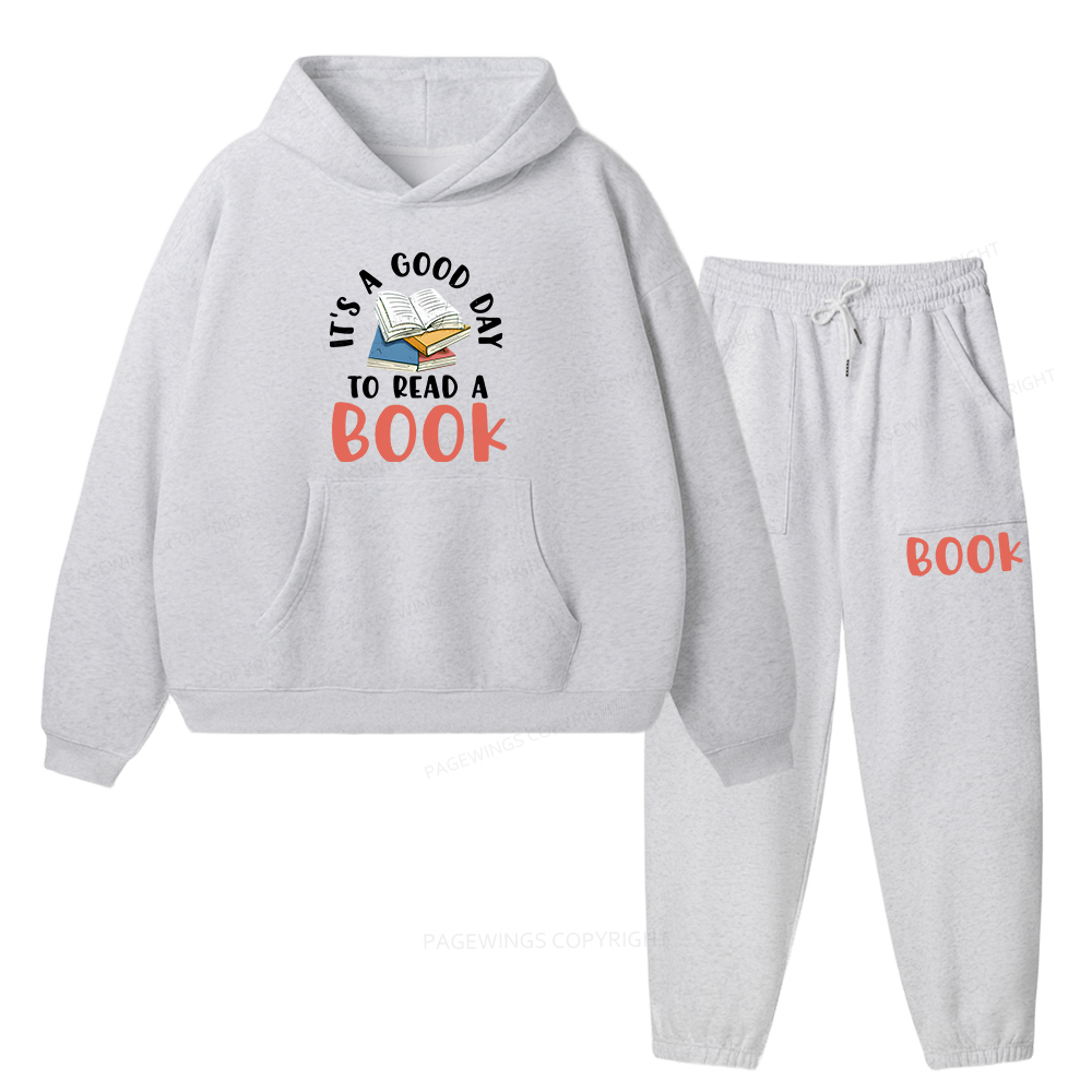 Pagewings It’s a Good Day to Read a Book Unisex Fleece Hoodie Set
