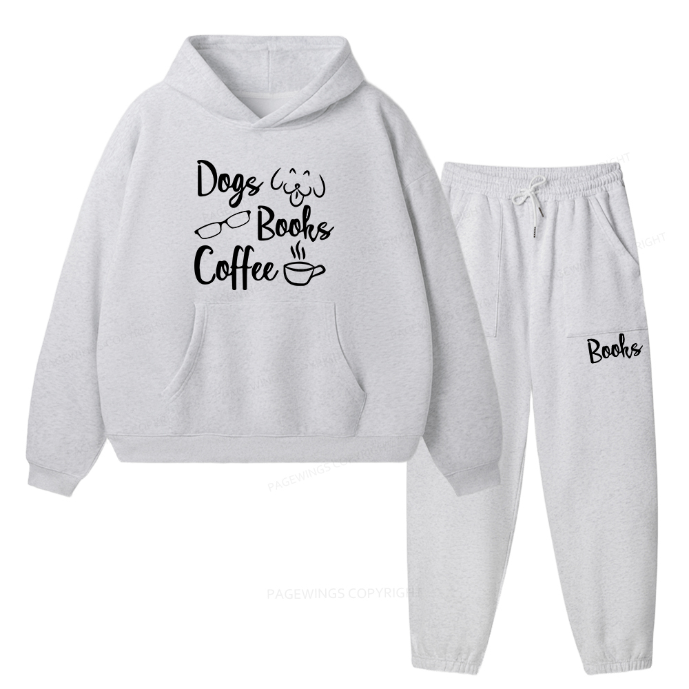 Pagewings Dogs Books Coffee Unisex Fleece Hoodie Set