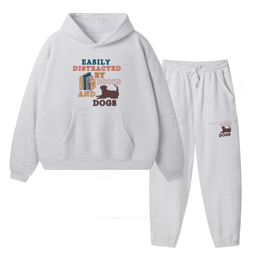 Pagewings Easily Distracted By Books And Labrador Unisex Fleece Hoodie Set