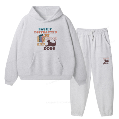 Pagewings Easily Distracted By Books And Labrador Unisex Fleece Hoodie Set