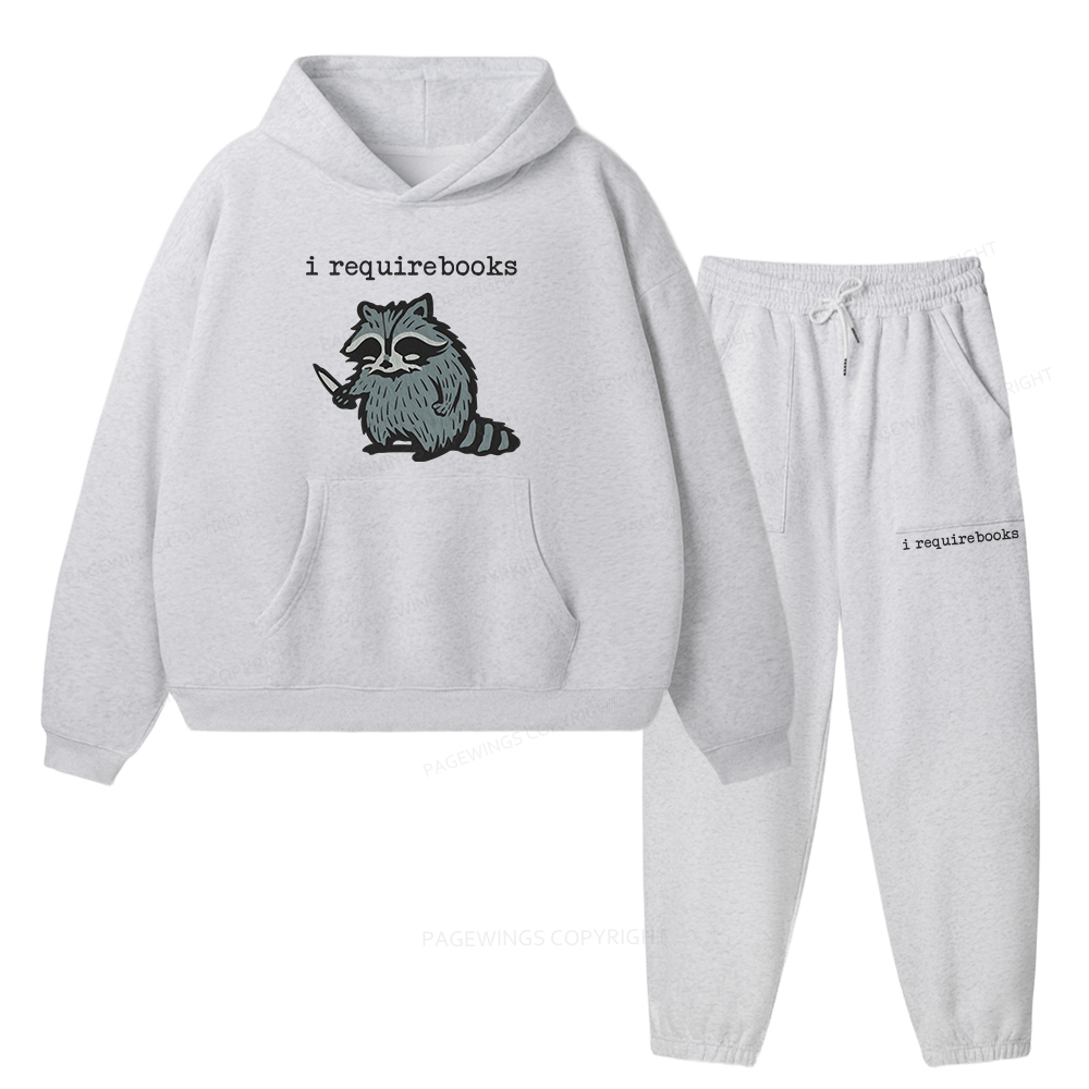 Pagewings I Require Books Unisex Fleece Hoodie Set