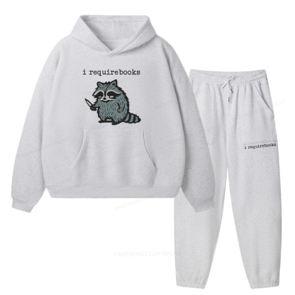 Pagewings I Require Books Unisex Fleece Hoodie Set