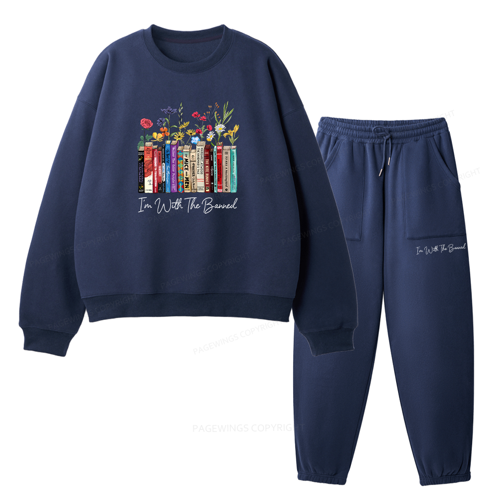 Pagewings  I'm With The Banned Flowers Unisex Fleece Sweatshirt Set 