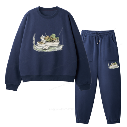 Pagewings Frog Reading Unisex Fleece Sweatshirt Set 