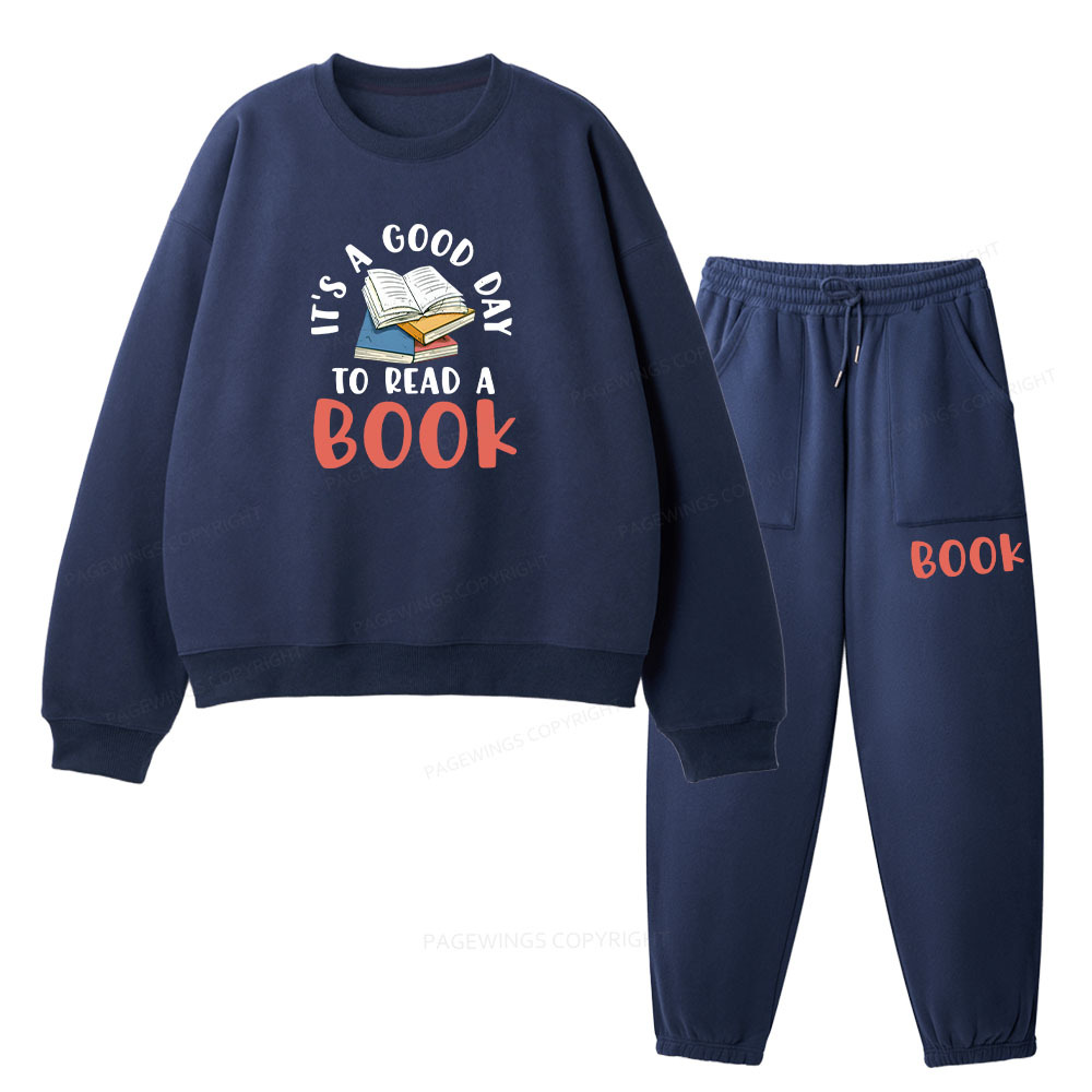 Pagewings It’s a Good Day to Read a Book Unisex Fleece Sweatshirt Set 