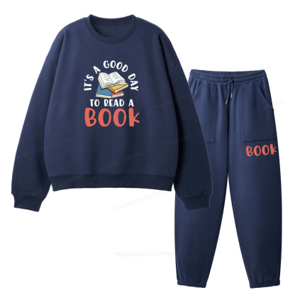 Pagewings It’s a Good Day to Read a Book Unisex Fleece Sweatshirt Set 