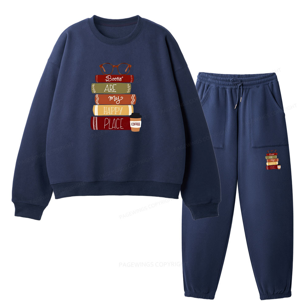Pagewings Books are My Happy Place Unisex Fleece Sweatshirt Set 