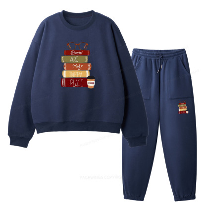 Pagewings Books are My Happy Place Unisex Fleece Sweatshirt Set 