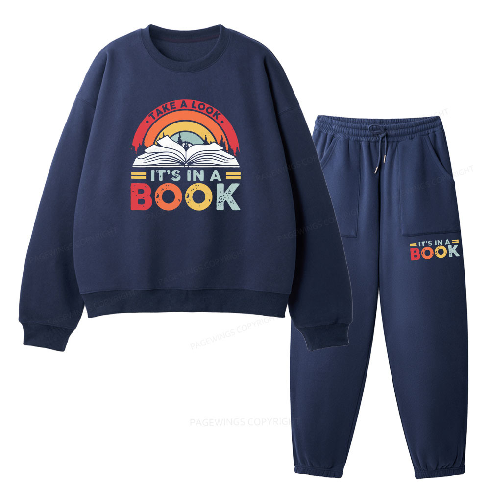 Pagewings Take A Look It's In A Book Unisex Fleece Sweatshirt Set 