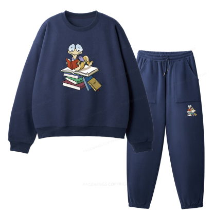 Pagewings Reading Snail and Book Unisex Fleece Sweatshirt Set 