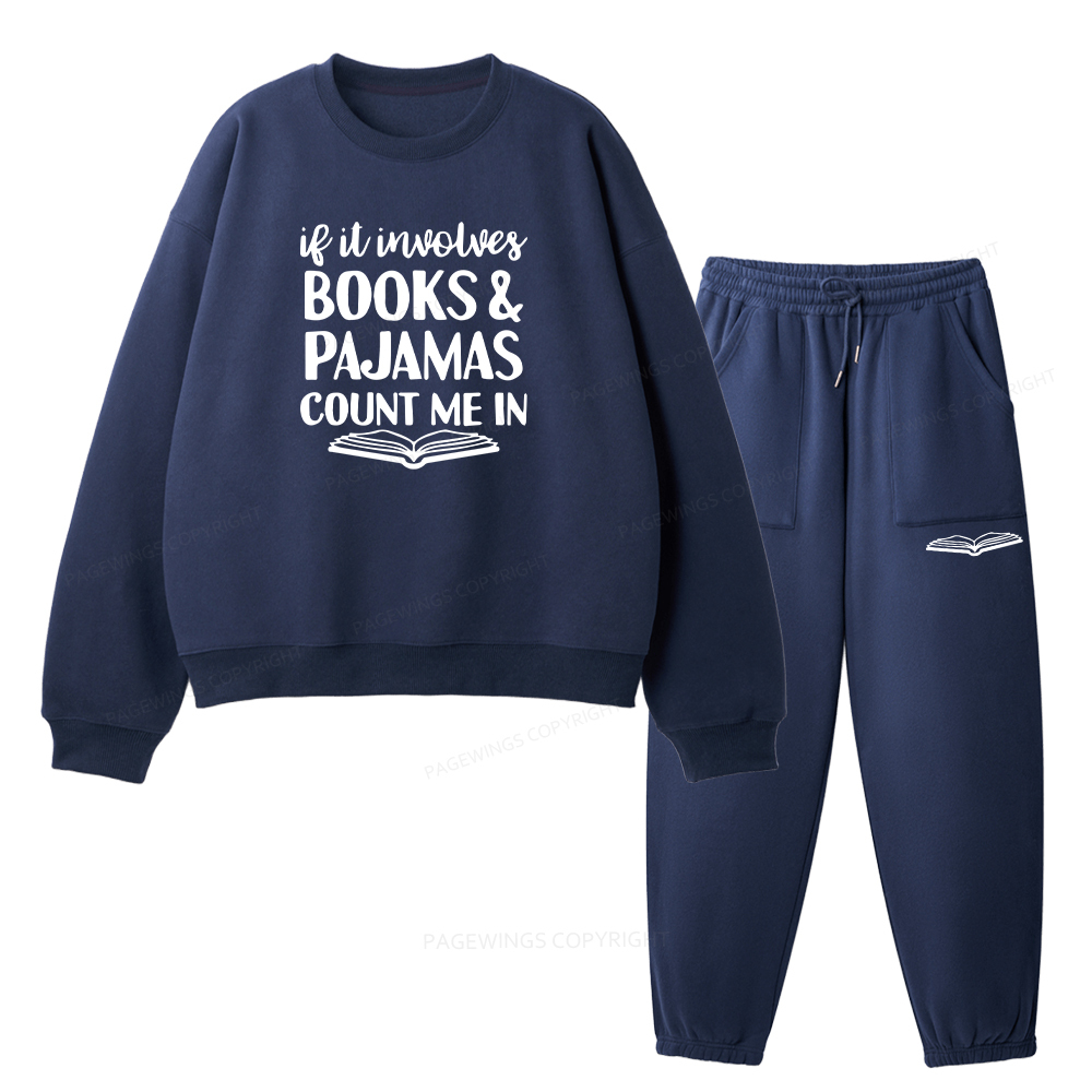 Pagewings Books And Pajamas Unisex Fleece Sweatshirt Set 