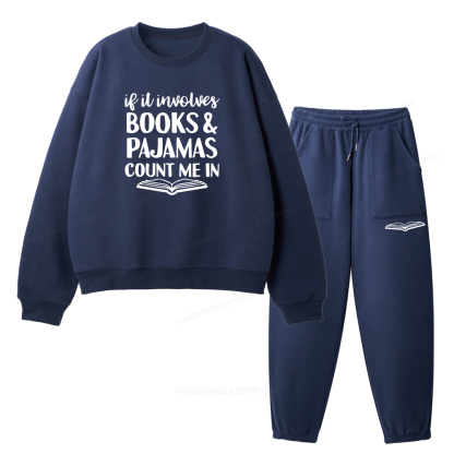 Pagewings Books And Pajamas Unisex Fleece Sweatshirt Set 