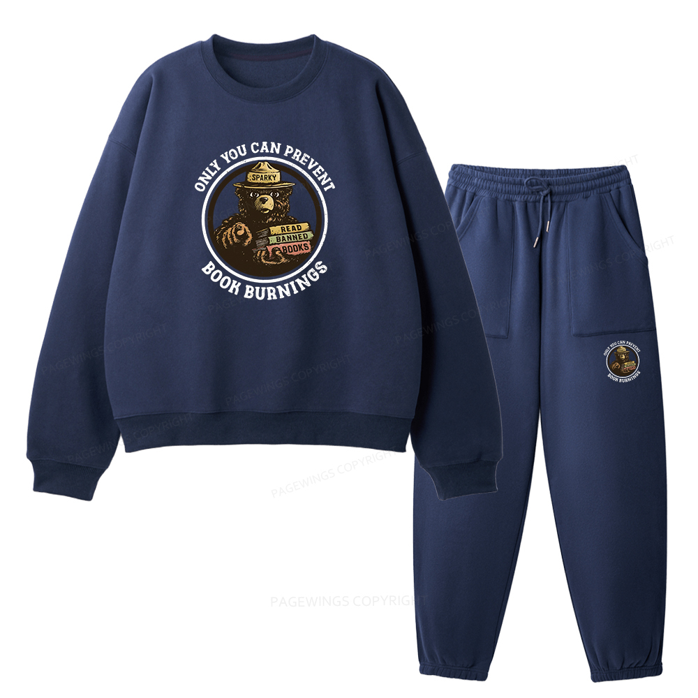 Pagewings Only You Can Prevent Book Burnings Unisex Fleece Sweatshirt Set
