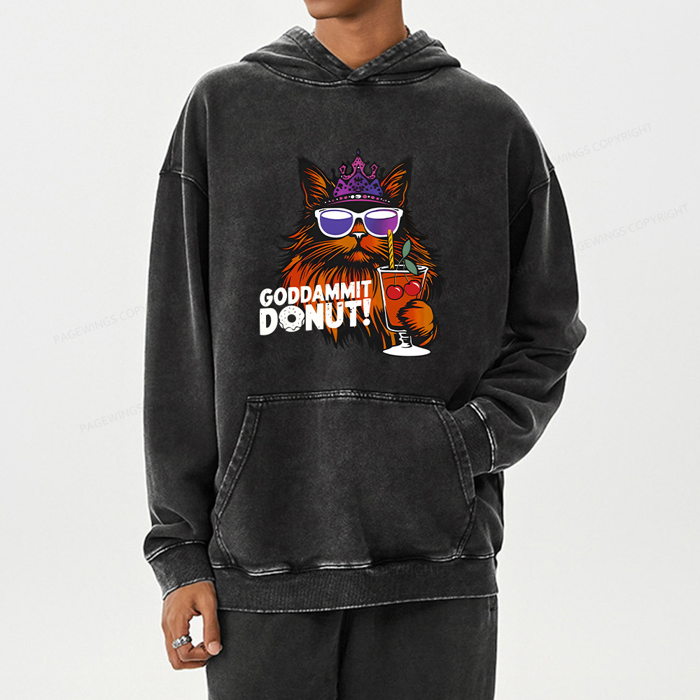 Pagewings Goddammit Donut Unisex Washed Hoodie