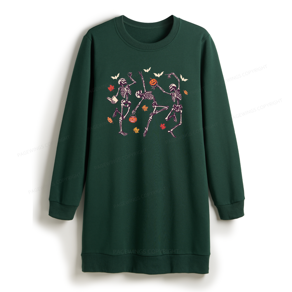 Pagewings Dancing Skeleton Sweatshirt Dress